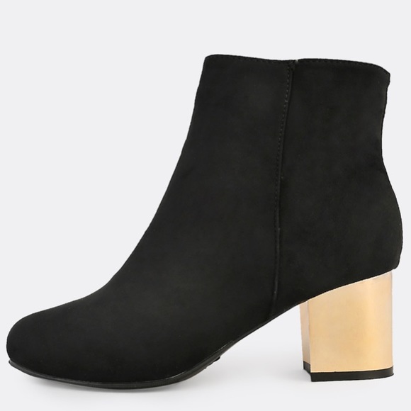 Shoes - LOWEST $! Cute Black booties w/Gold Heel size 8.5